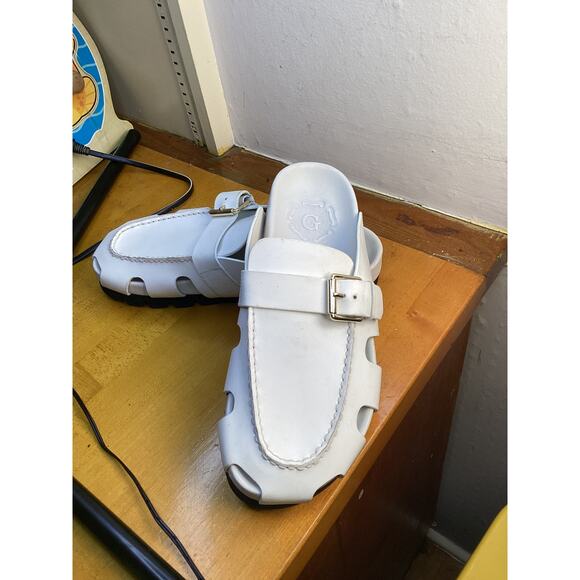 Grenson Women's Sandal Dotty Fisherman Flat White Rubberized Leather Size 7D